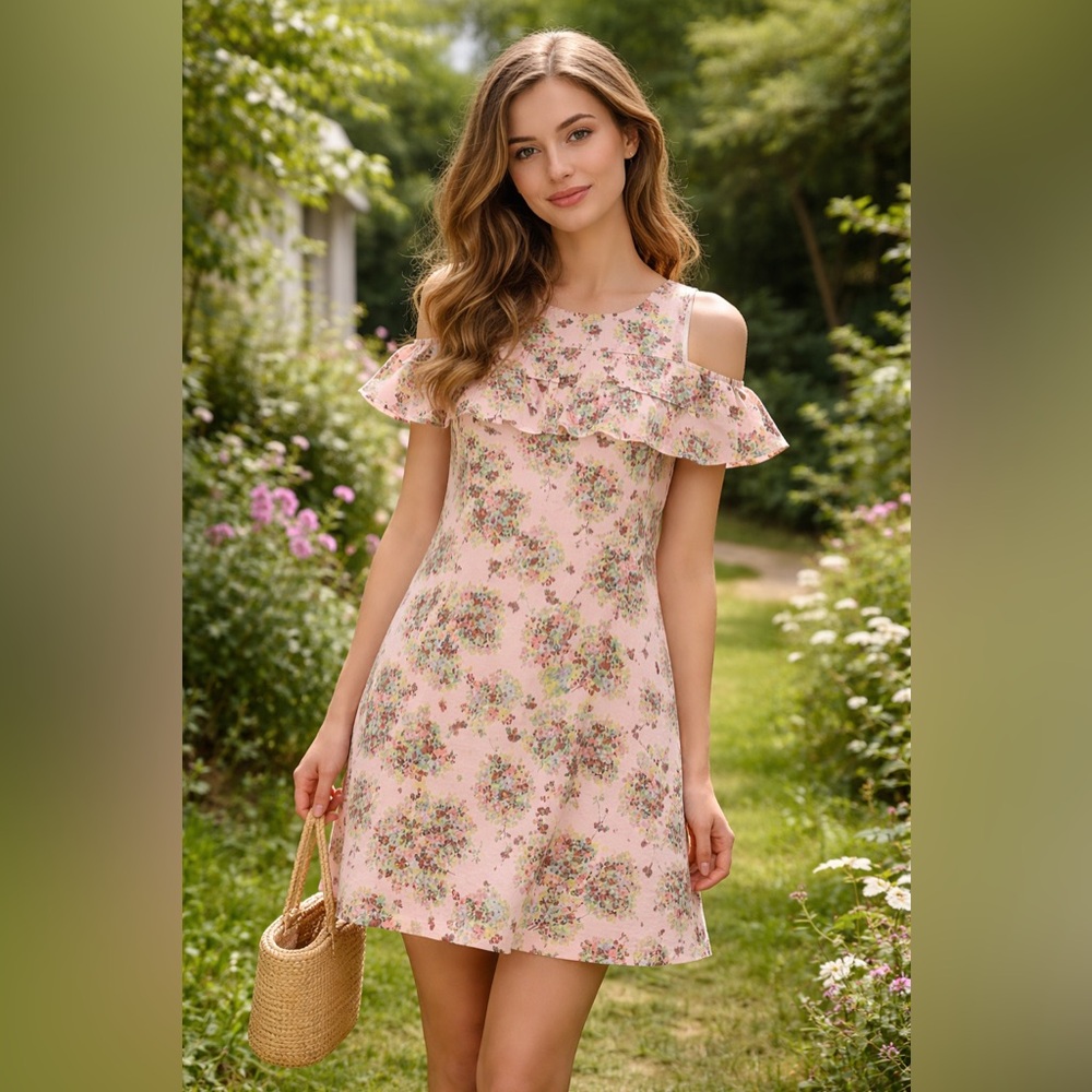 Tahari floral cold shoulder dress